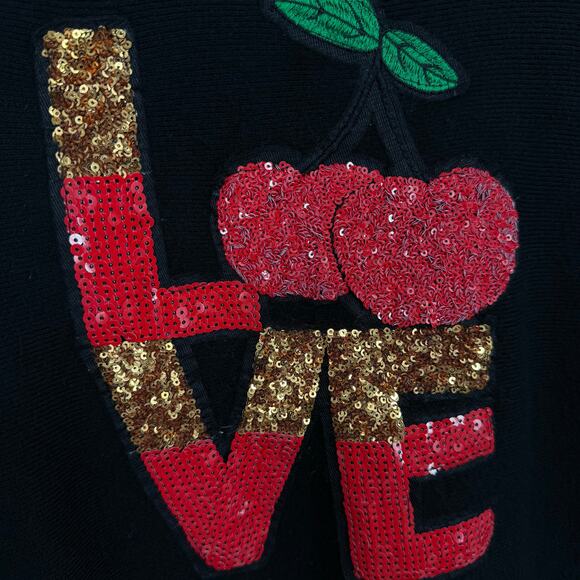 Vinizbena ITALY Super Soft Large/XL Love Cherries Knit Sweater Shirt Top Artsy - Picture 3 of 6